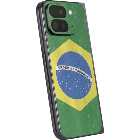 Brazil Flag Distressed Google Pixel 9 Pro Fold Skin